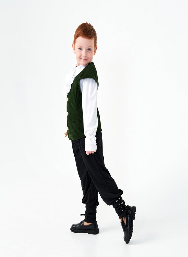 GRAJTCIN Medieval Renaissance Faire Costume Pirate Vest for Boys Lace-up Steampunk Gothic Waistcoat Viking Tunic Vest Green M - Image 3
